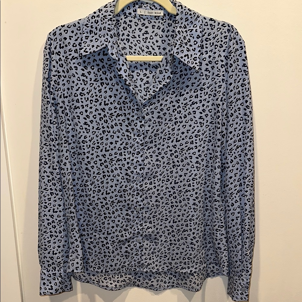 Leopard Print Button-Up Blouse